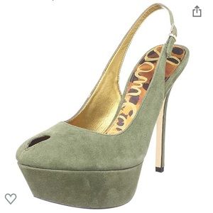 Sam Edelman Novato Heels - Army Green Suede